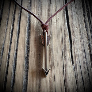 STRENGTH Arrow of Courage Necklace - Solid Bronze on Leather Cord by Forged By Fire — view 1 of 2