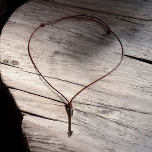 STRENGTH Arrow of Courage Necklace - Solid Bronze on Leather Cord by Forged By Fire — view 2 of 2