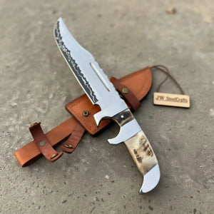 Frontier Bowie Knife 8 Inch blade Clip Point Carbon Steel Blade | Hunting Outdoor