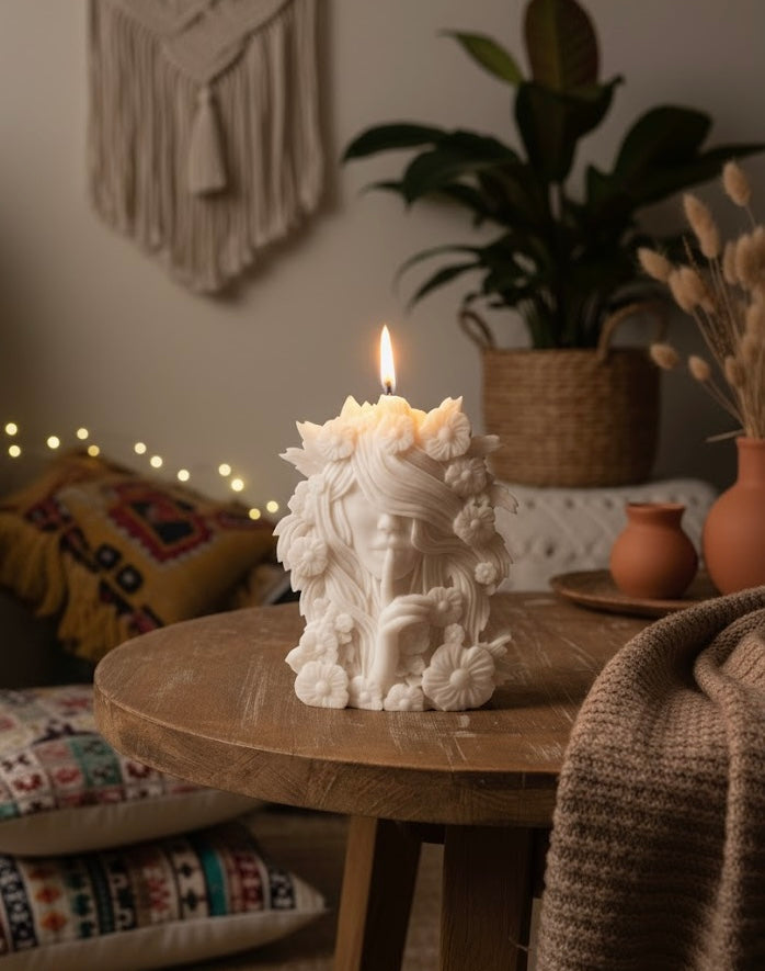 Flower Goddess sculptural candle by Believe Candle – product view 3