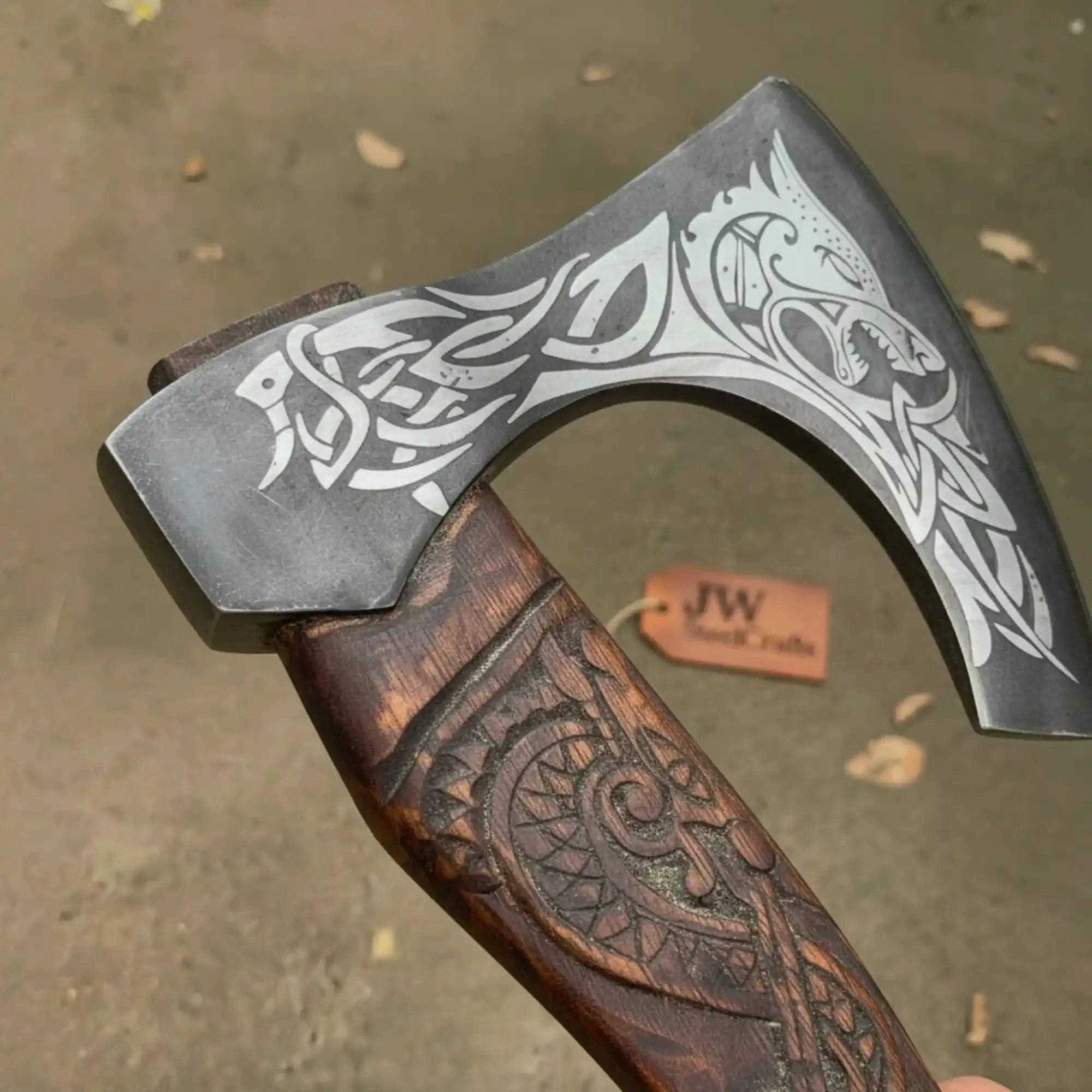 Skeggox Style Viking Bearded Axe Hand Forged | Outdoor Utility Tool by JW SteelCrafts, handmade axe detail photo 2