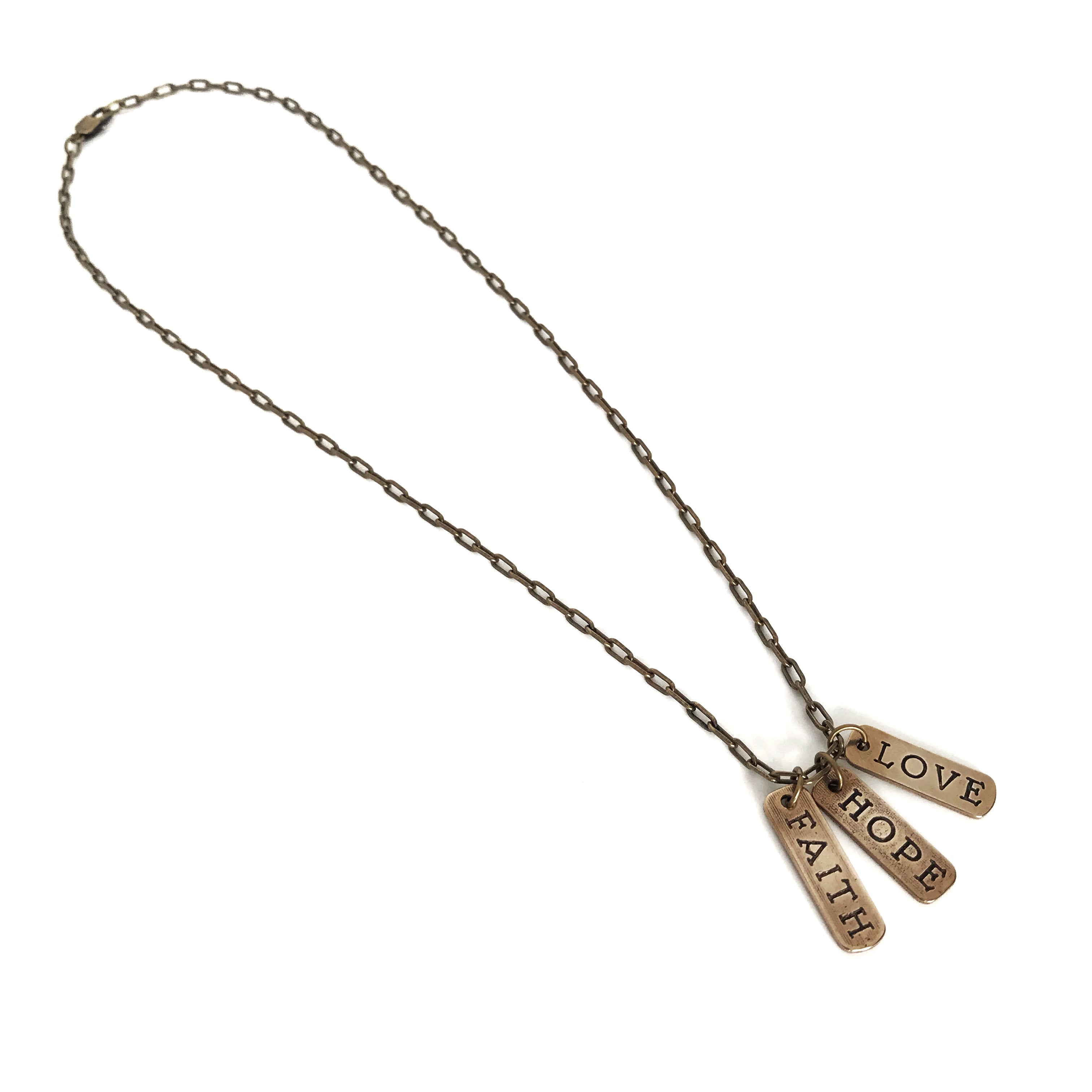 FAITH, HOPE, LOVE Words of Honor Necklace - Bronze by Forged By Fire — view 1 of 2