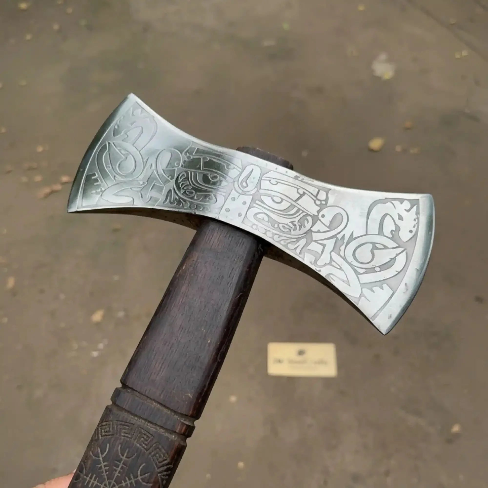 American Double Bit Axe Wood Handle | Outdoor Cutting Tool by JW SteelCrafts, handmade axe main product photo