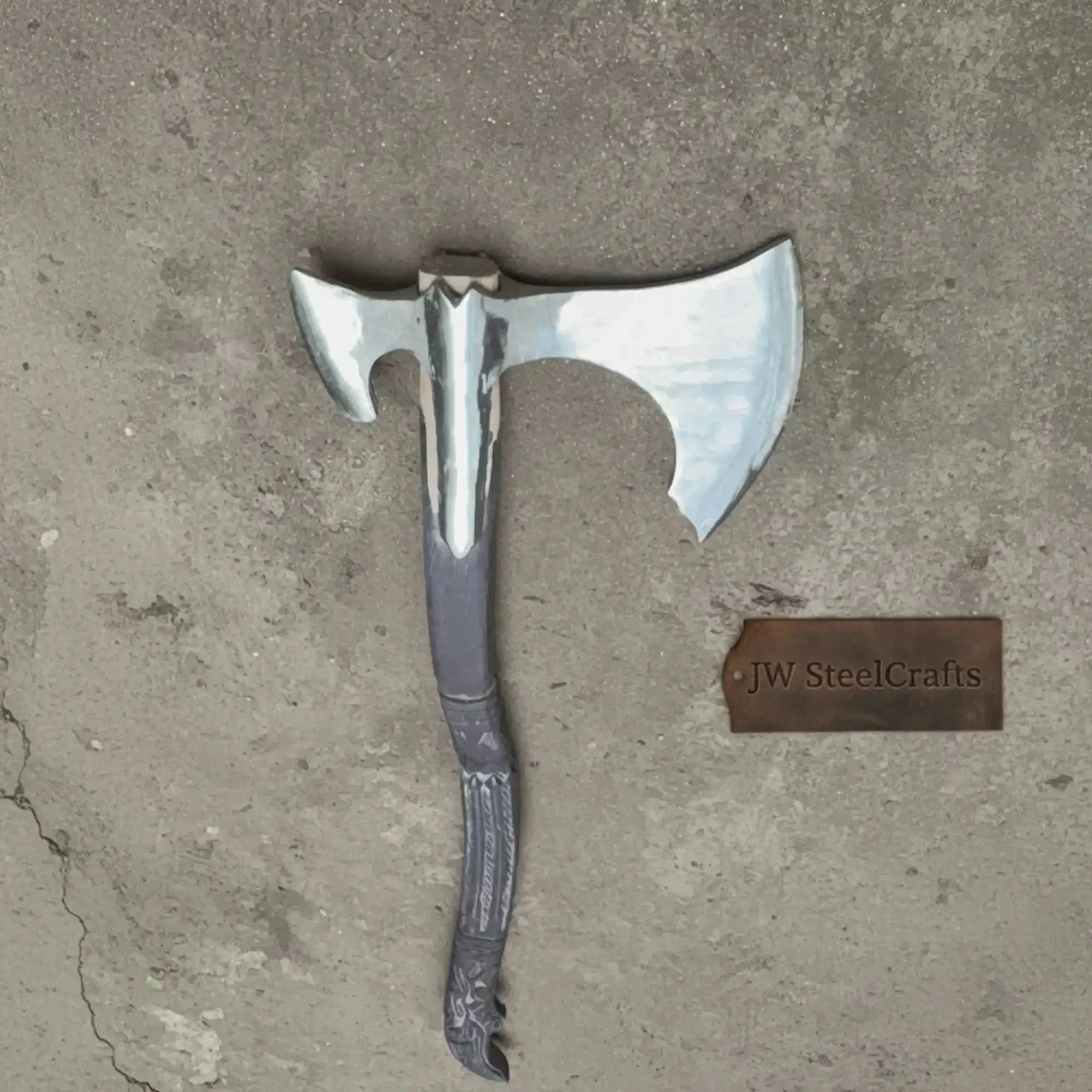 Spike War Axe Medieval Style Steel Head Wood Handle Outdoor Axe by JW SteelCrafts, Southern lifestyle apparel detail photo 2