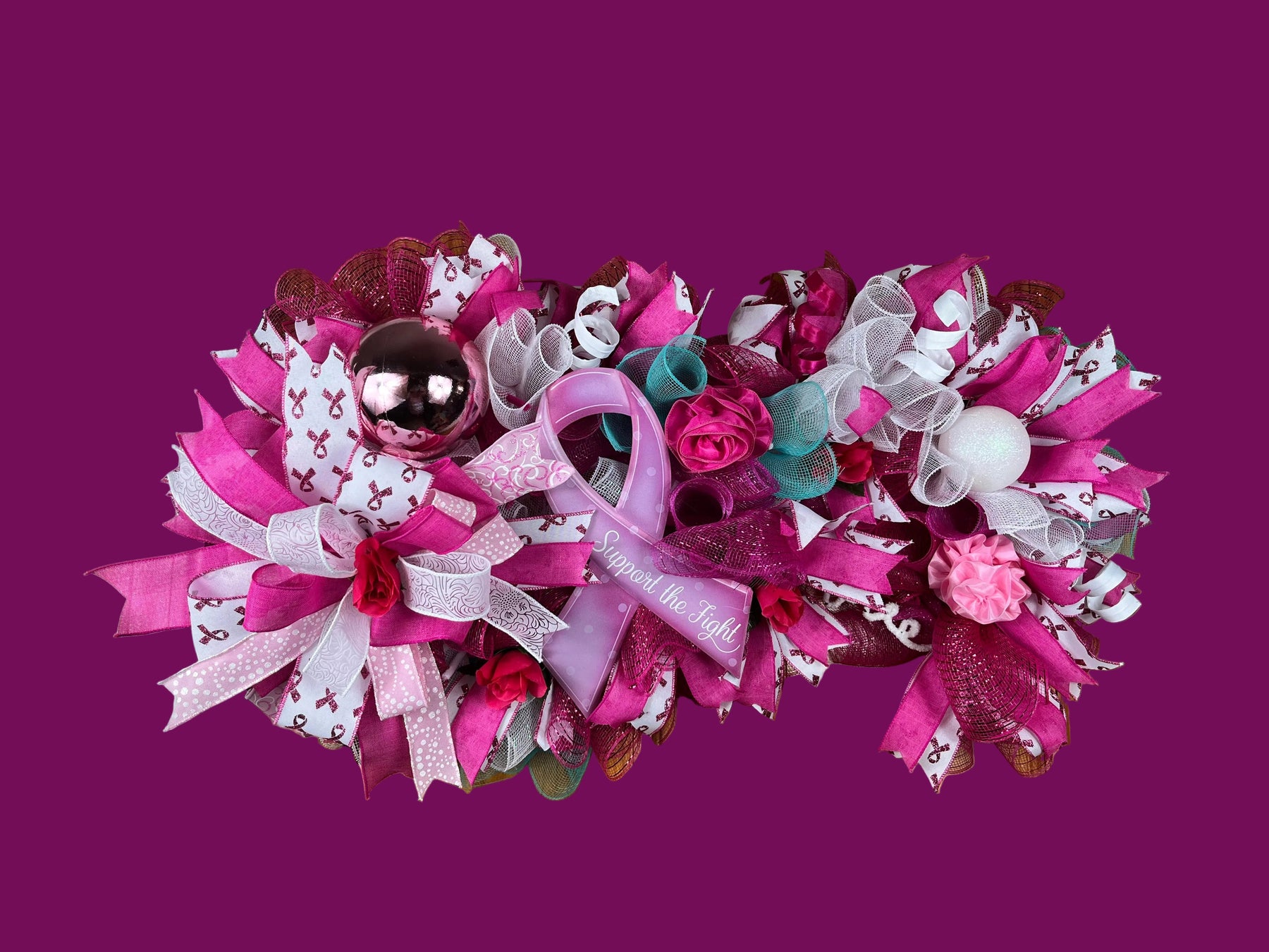 Breast Cancer Awareness | Pink Ribbon Door Decor | Support the Fight | Gift for Survivor or Fighter detail view by Bouge
