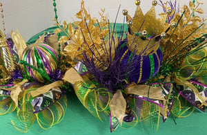 Mardi Gras garland , Purple Green Gold Mantel Swag, Carnival Table Arrangement, New Orleans Decor detail view by Bouge
