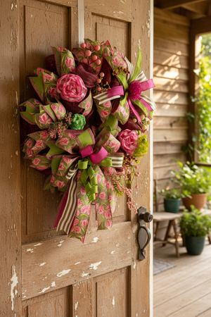 Pink Tulip Spring Wreath | Handmade Floral Front Door Wreath | Garden-Inspired Everyday Door Hanger | Farmhouse Spring Decor