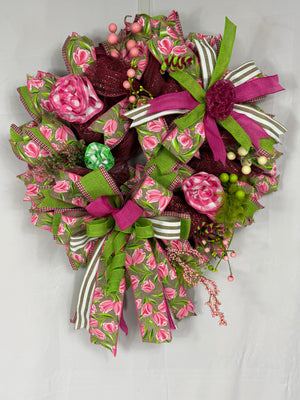 Pink Tulip Spring Wreath | Handmade Floral Front Door Wreath | Garden-Inspired Everyday Door Hanger | Farmhouse Spring Decor