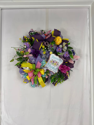 Everyday Wreath | Flower Market Wreath | Spring Wildflowers | Butterfly Front Door Decor detail view by Bouge Creations