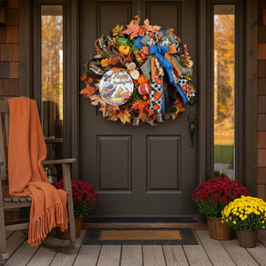 Handmade Thanksgiving Turkey Wreath by Bouge Creations