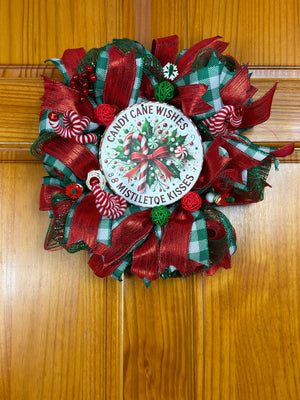 Handmade Candy Cane Christmas Wreath by Bouge Creations, alternate view 2