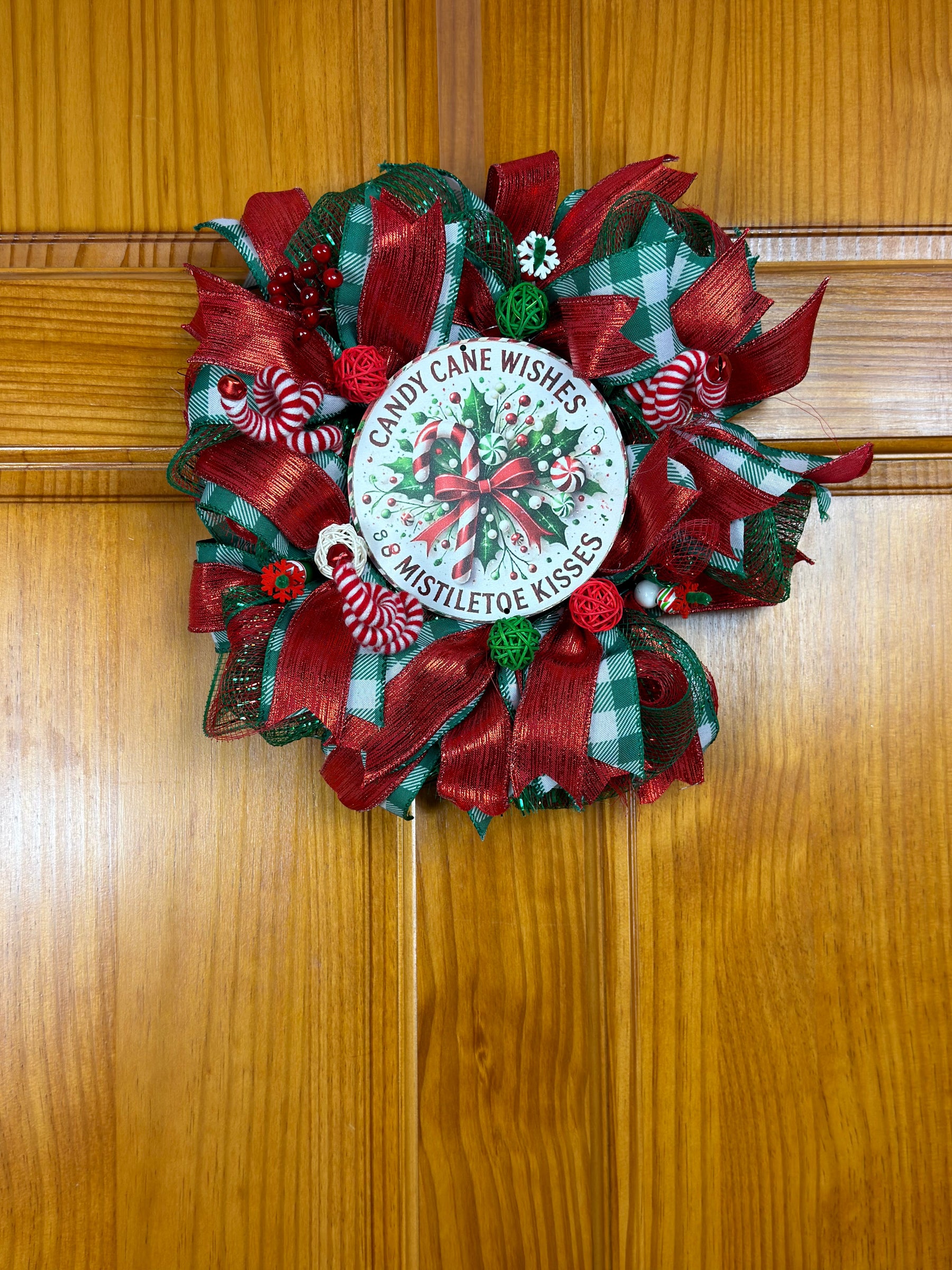 Handmade Candy Cane Christmas Wreath by Bouge Creations, alternate view 5