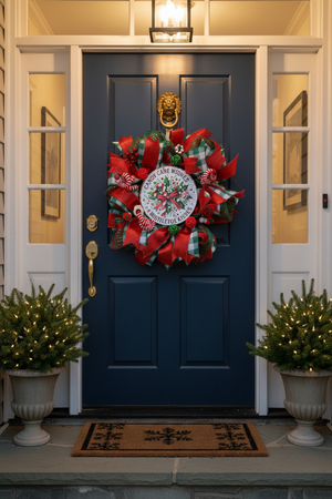 Handmade Candy Cane Christmas Wreath by Bouge Creations