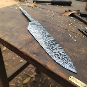 Handmade Fire Pattern Damascus Chef Knife with 12 inches Length