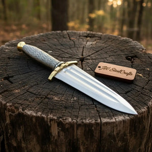 Handmade Carbon Steel Dagger Knife with Mirror Polished Blade