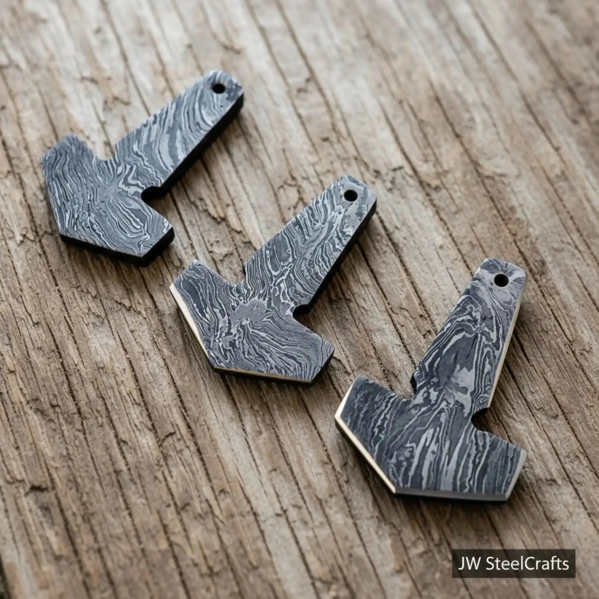 Handmade Damascus Steel Thor's Hammer Pendant Set | Viking Mjolnir Necklace Collection by JW SteelCrafts, handmade jewelry main product photo