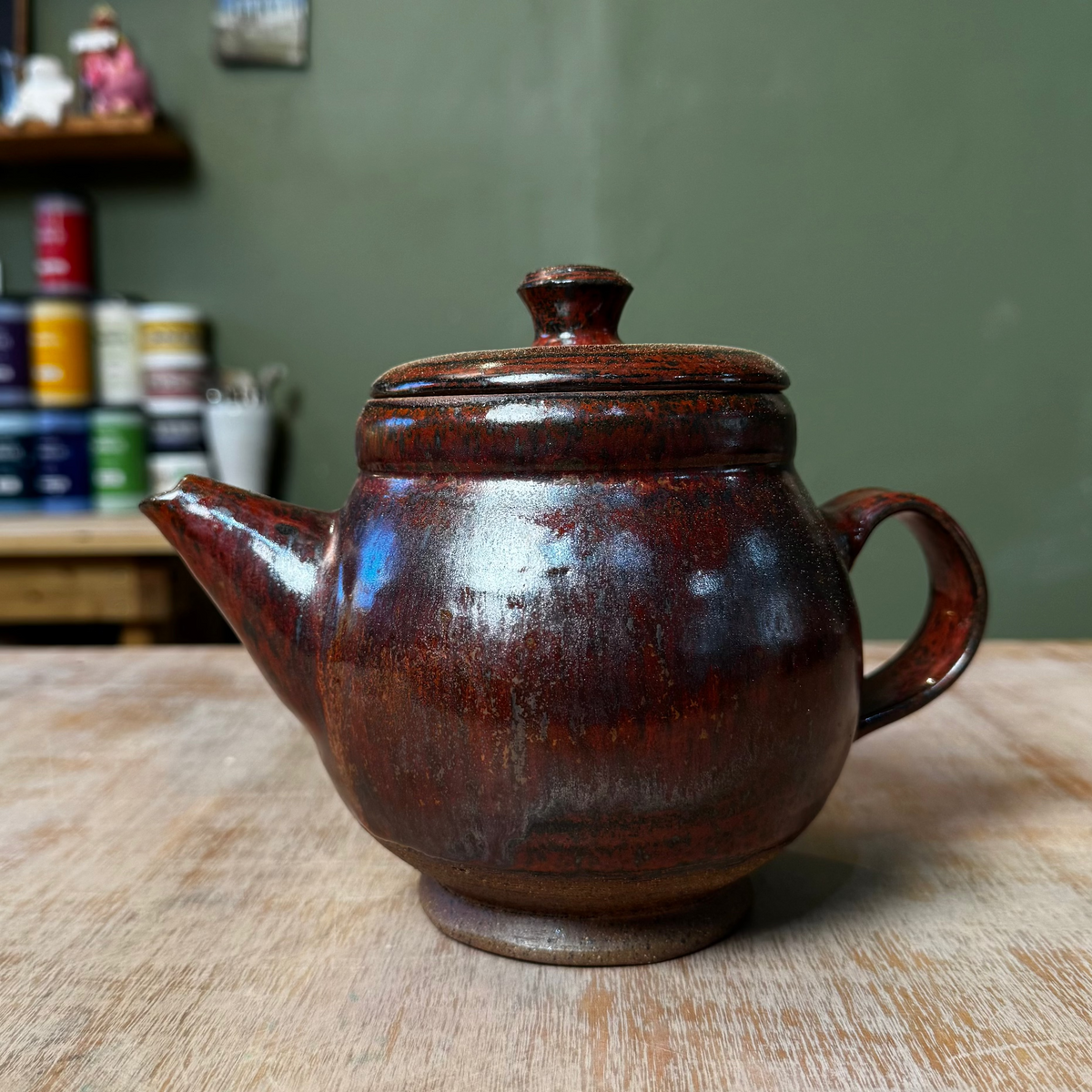 Handmade Copper Red Stoneware Teapot | Wheel-Thrown Ceramic Teapot by DonovanPottery, view 1