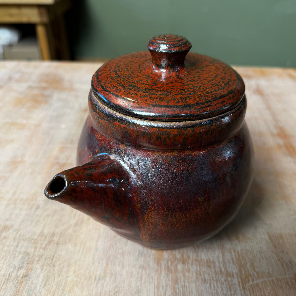 Handmade Copper Red Stoneware Teapot | Wheel-Thrown Ceramic Teapot by DonovanPottery, view 2