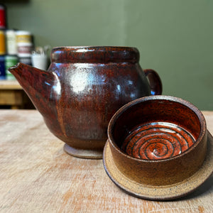 Handmade Copper Red Stoneware Teapot | Wheel-Thrown Ceramic Teapot by DonovanPottery, view 4