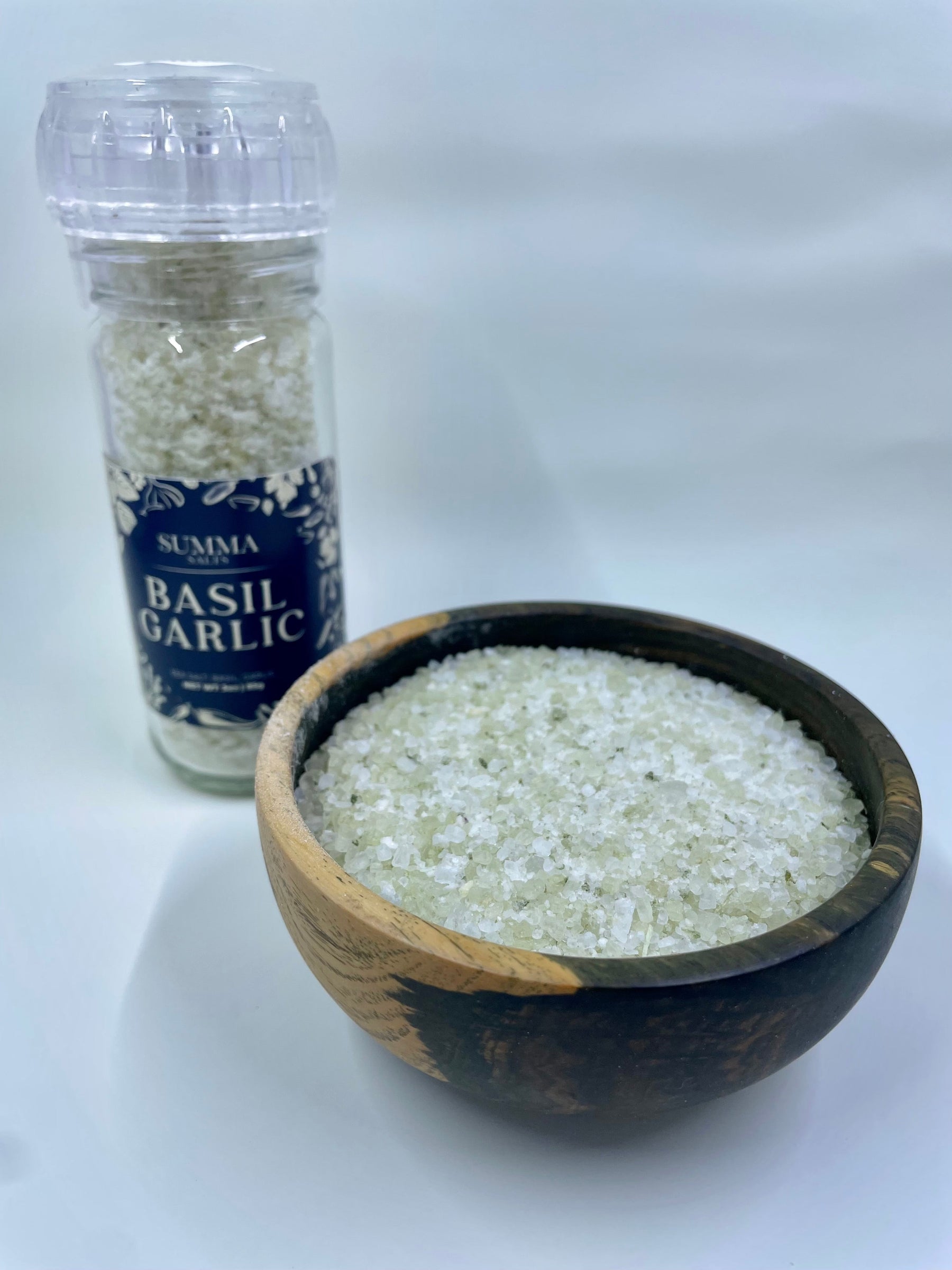 Basil Garlic – Herb-Infused Sea Salt Grinder product photo 4 by Summa Salts