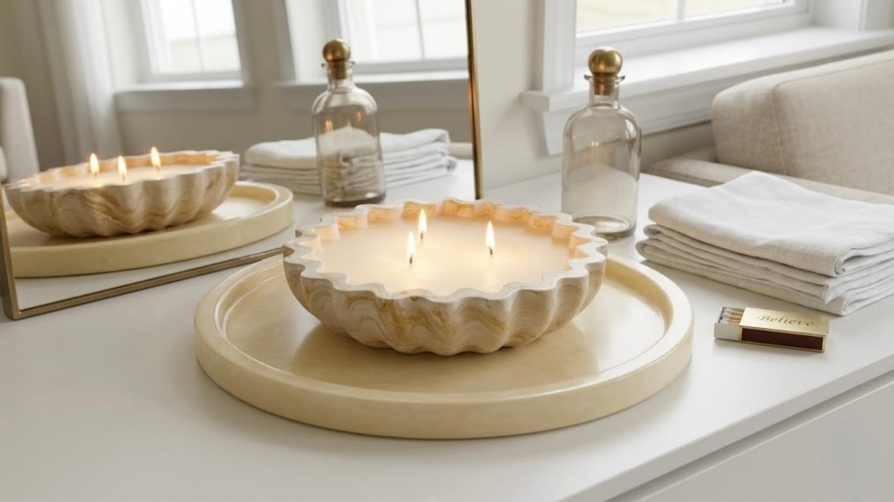 Fluted Candle Bowl by Believe Candle, scented candle detail photo 3