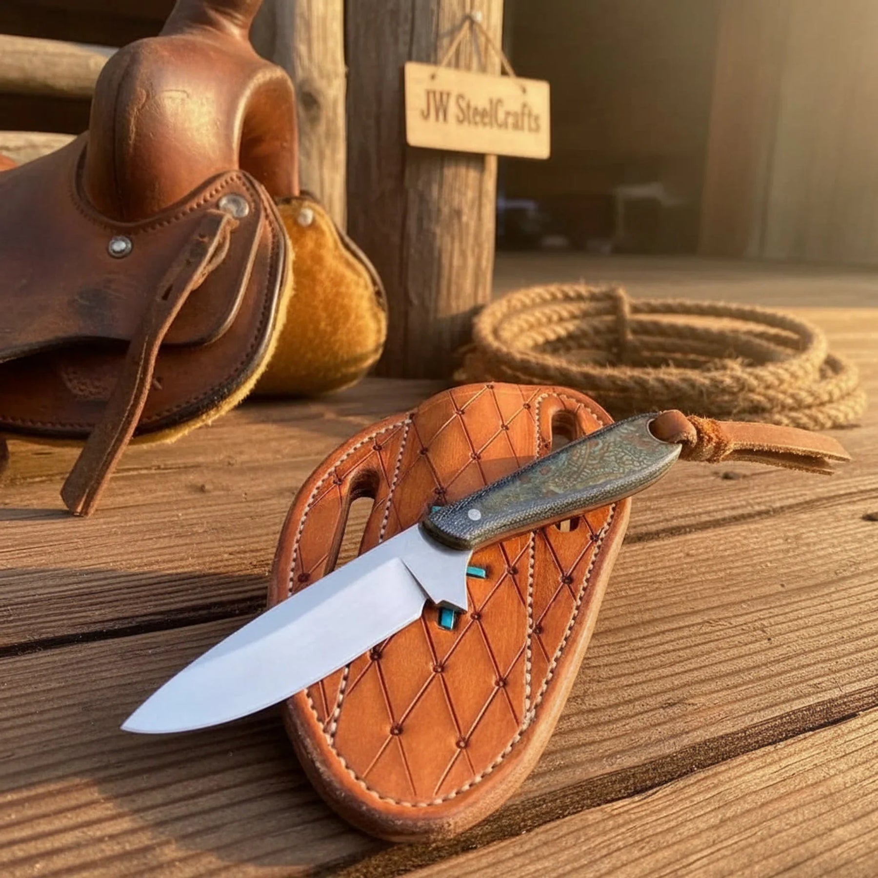 Custom Drop-Point Skinner Knife with High Polish Carbon Steel Blade