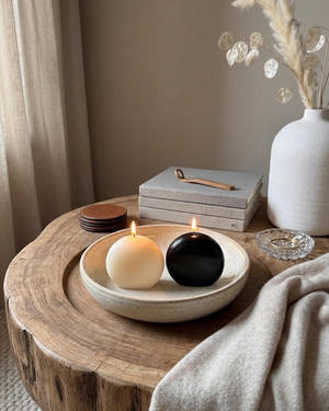Orb sculptural candle with gold accents by Believe Candle – product view 5