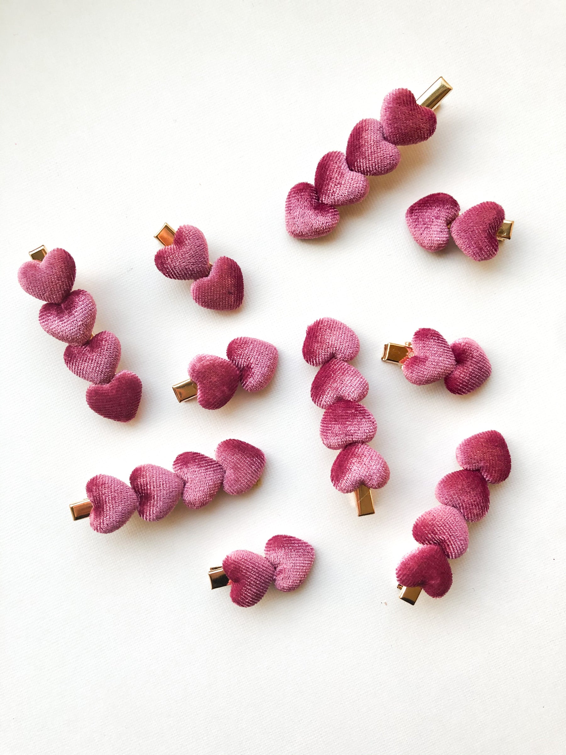 Mauve Hearts Clip by Boosh Baby
