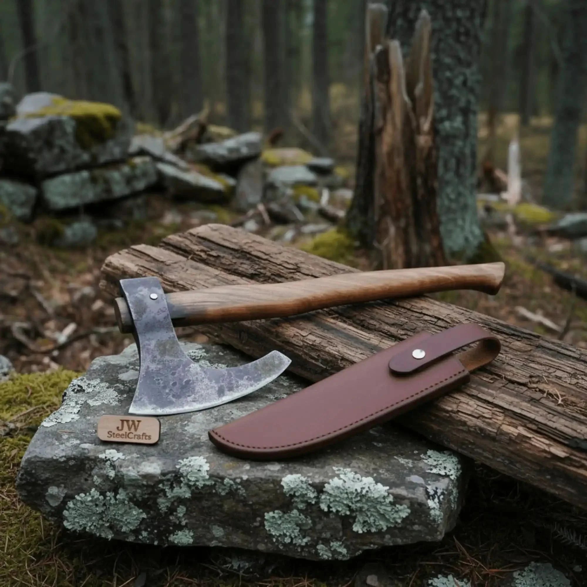Real Forged Viking Combat Tomahawk bearded axe hatchet With Rose Wood Handle by JW SteelCrafts, Southern lifestyle apparel detail photo 2