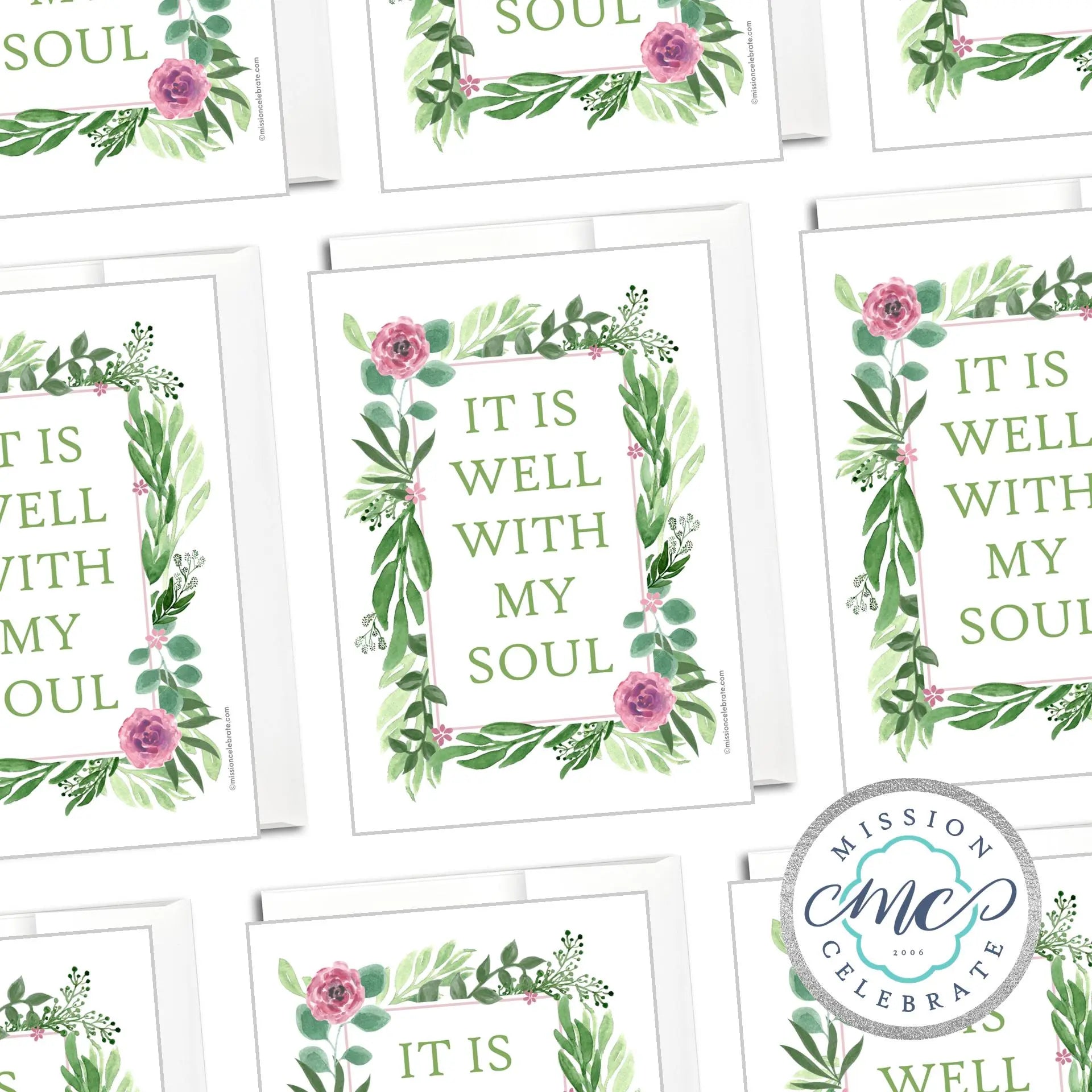 It Is Well With My Soul Art Greeting Cards (A7 Size 5"x7" folded note note card with envelope) Mission Celebrate