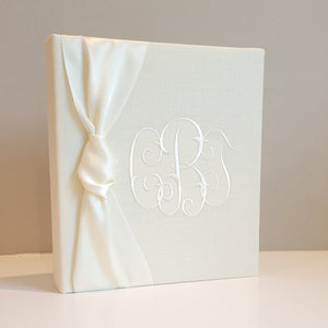 Baby Memory Book - Ivory Linen (w/ SATIN Bow) by AP Creations in Tuscaloosa, paper gift main product photo