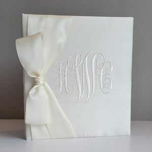 Baby Memory Book - Ivory Silk (w/ SATIN Bow)