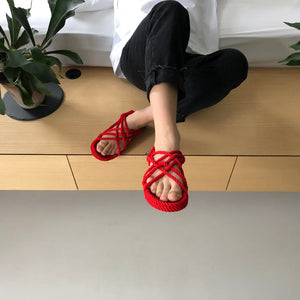 JC - Red handmade rope sandals by Nomadic State of Mind, view 2