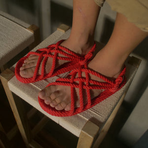 JC - Red handmade rope sandals by Nomadic State of Mind, view 3