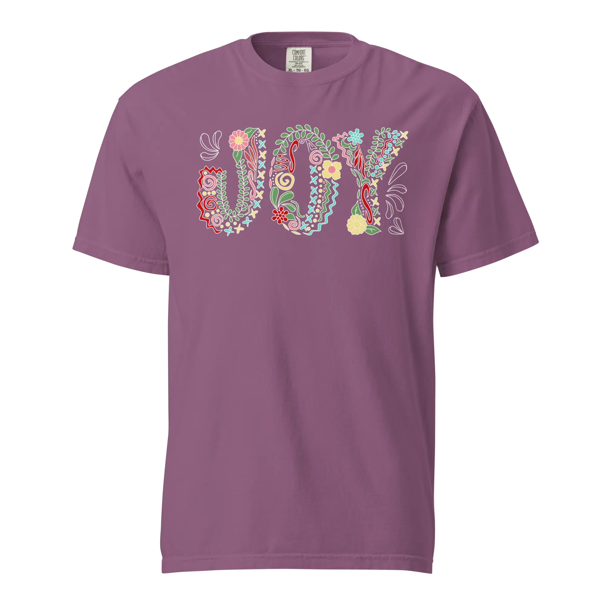 JOY T-Shirt: Hand-Drawn Floral Design by Mississippi Artist on Comfort Colors Tee