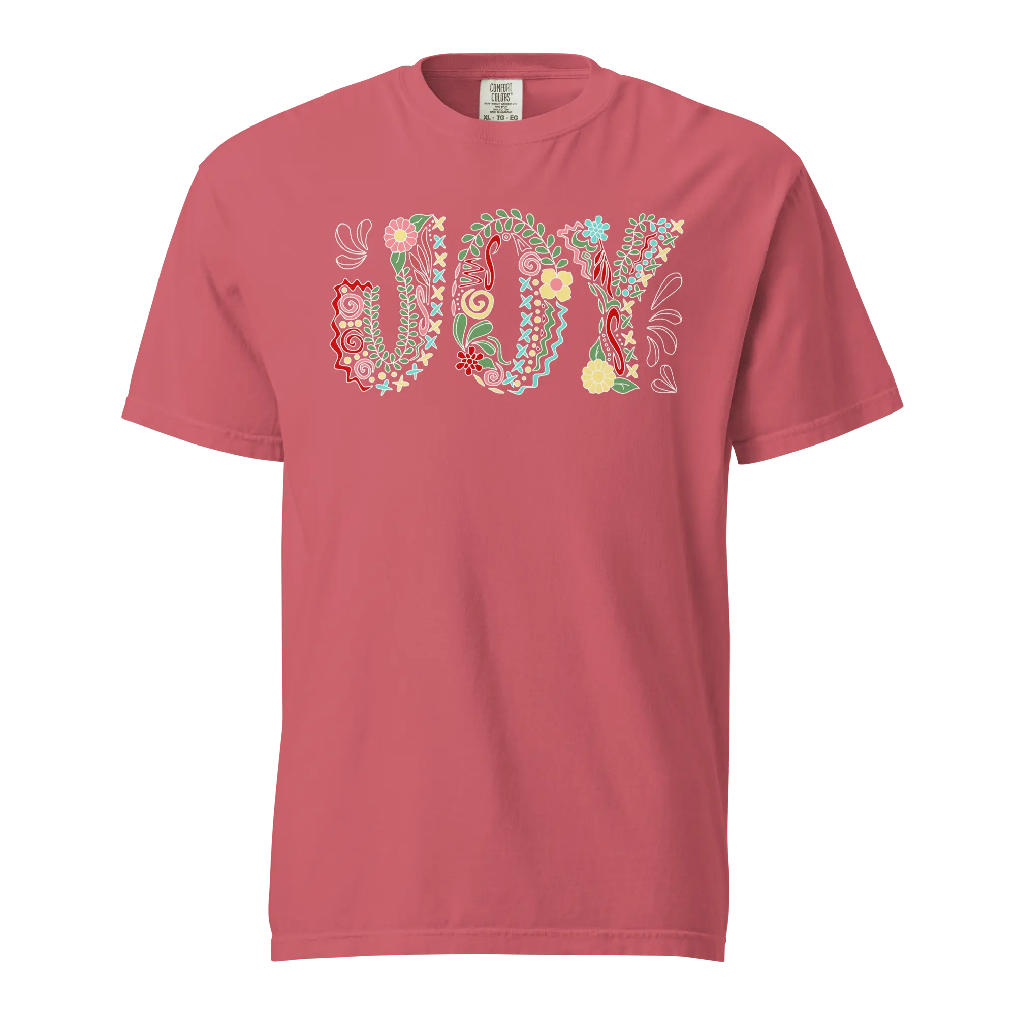 JOY Floral T-shirt by Mississippi Artist | Hand Drawn Design | Comfort Colors Tee
