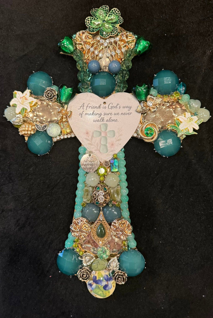 Upcycled Jeweled Cross
