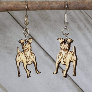 Jack Russell Terrier Wooden Dangle Earrings | Dog Lover Jewelry
