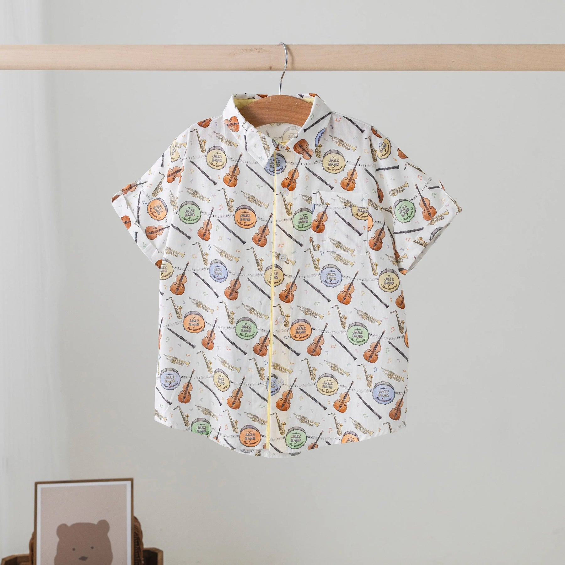 Jazz Festin' Short Sleeve Collared Shirt by Nola Tawk, Southern lifestyle apparel main product photo