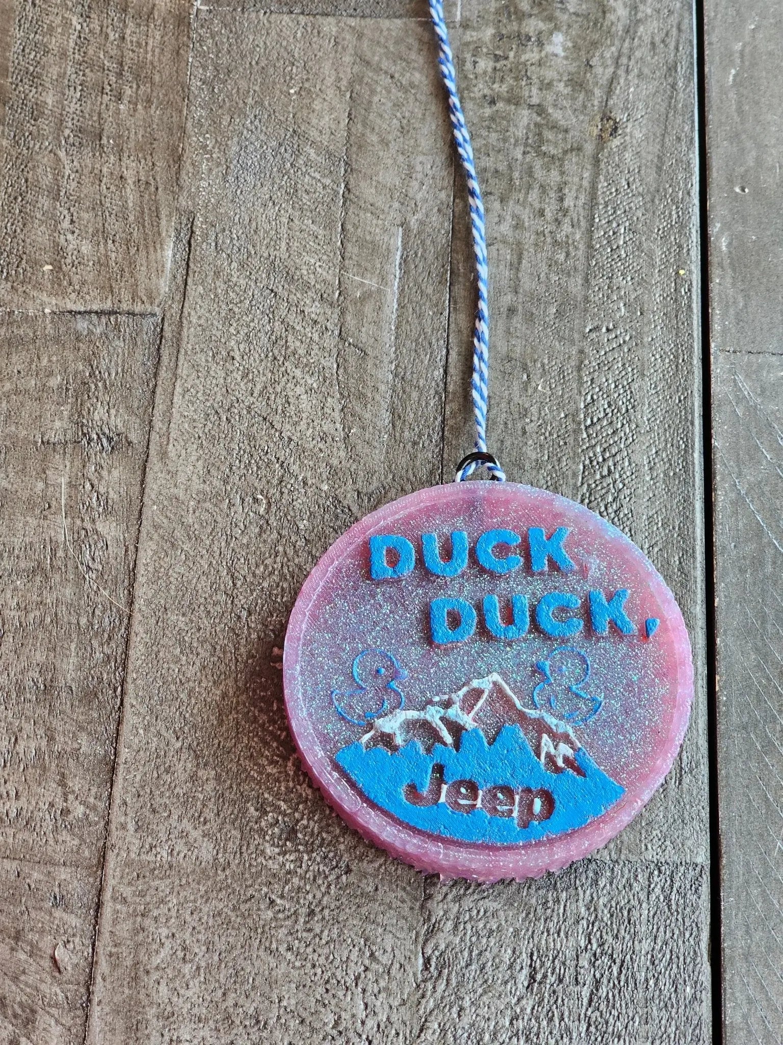 Jeep Duck Car Freshie: Handmade Aroma Bead Air Freshener, 'Duck Duck Jeep' design for Jeep lovers, perfect car accessory or gift!