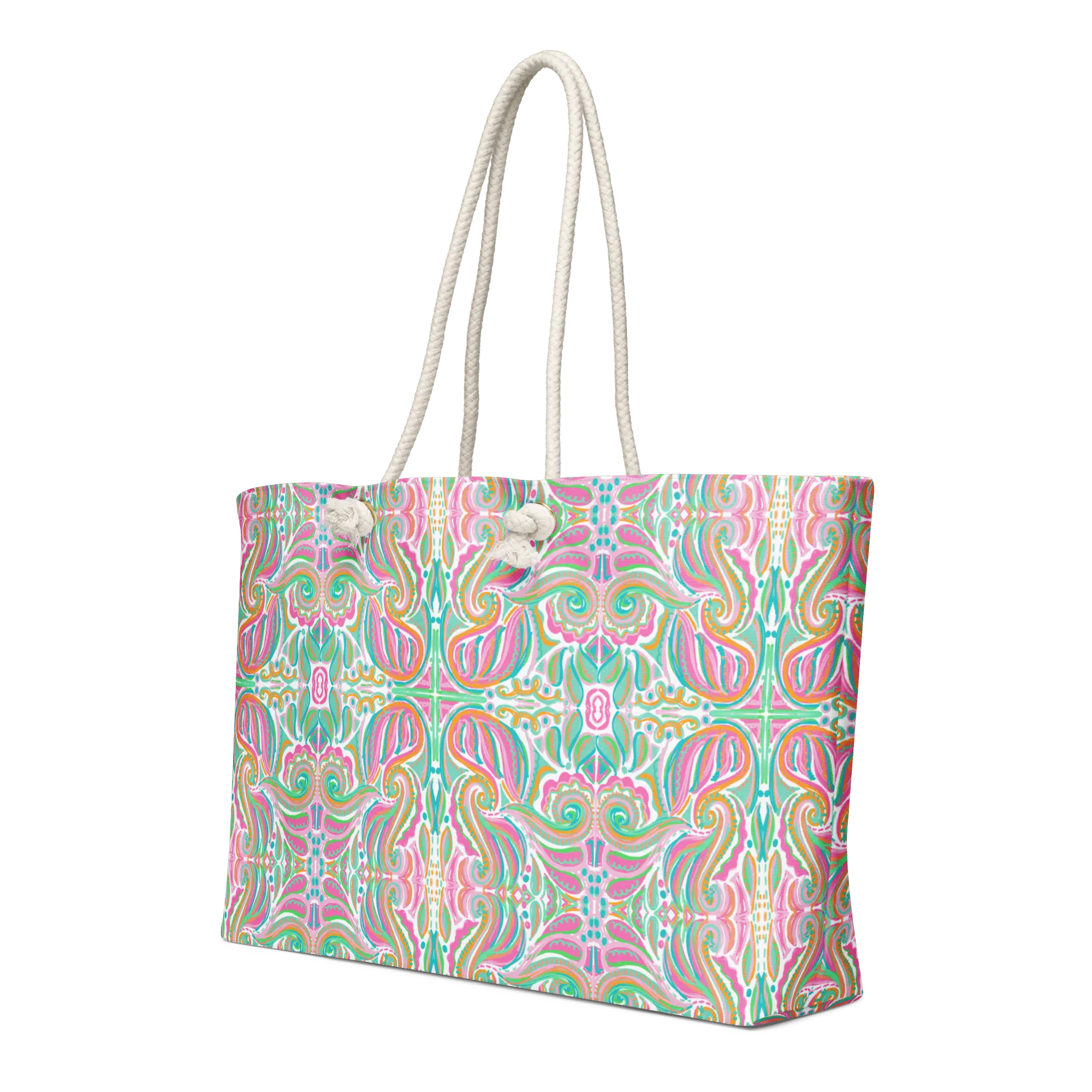 Jubilee Art Weekender Bag by Leslie Gonce - Colorful Oversized Tote with Rope Handles from Main Street Collective