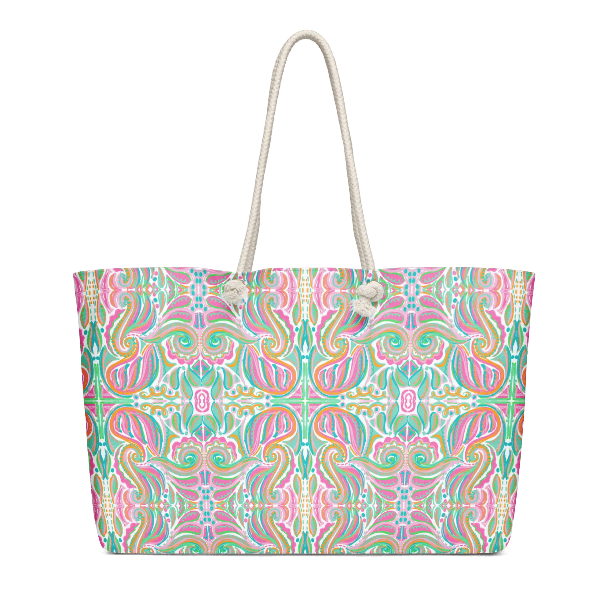 Jubilee Art Weekender Bag by Leslie Gonce - Oversized Floral Beach Bag with Rope Handles - Main Street Collective
