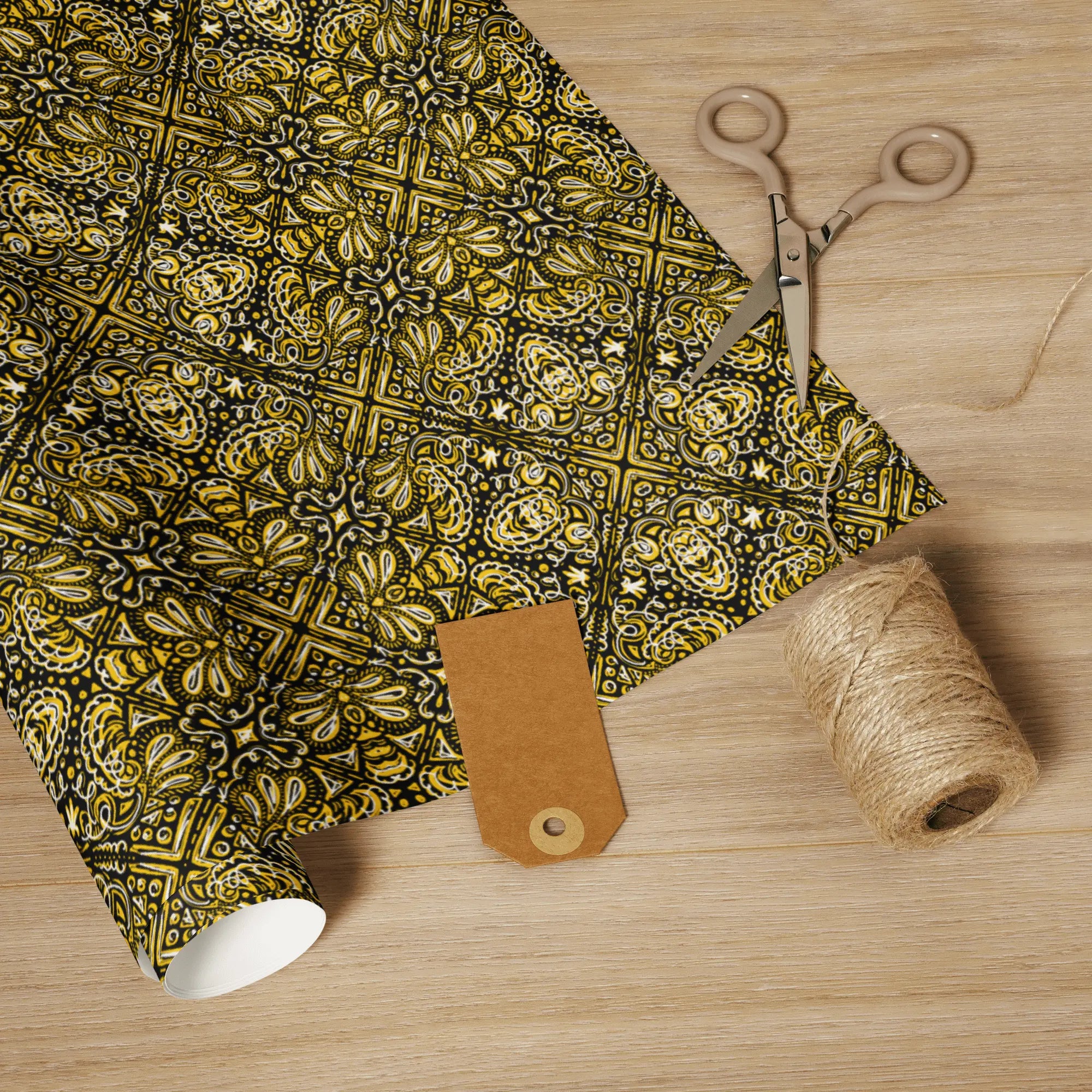 Jubilee Art in Black & Gold Wrapping Paper - Hand-drawn Gift Wrapping Paper