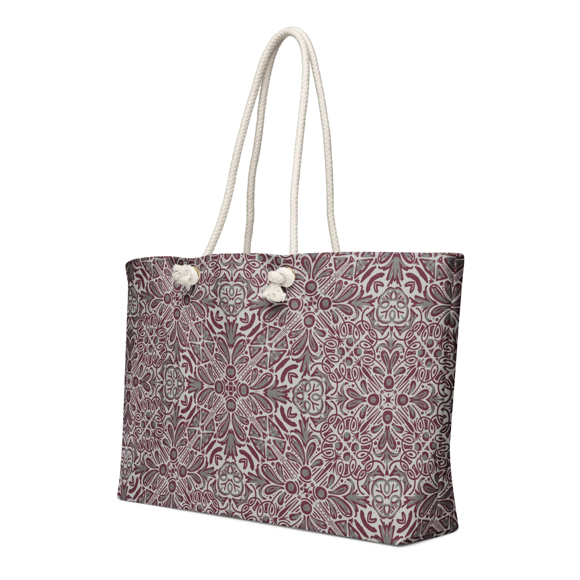 Jubilee Weekender Bag: Maroon & Gray Art, Rope Handles | Leslie Gonce, Main Street Collective