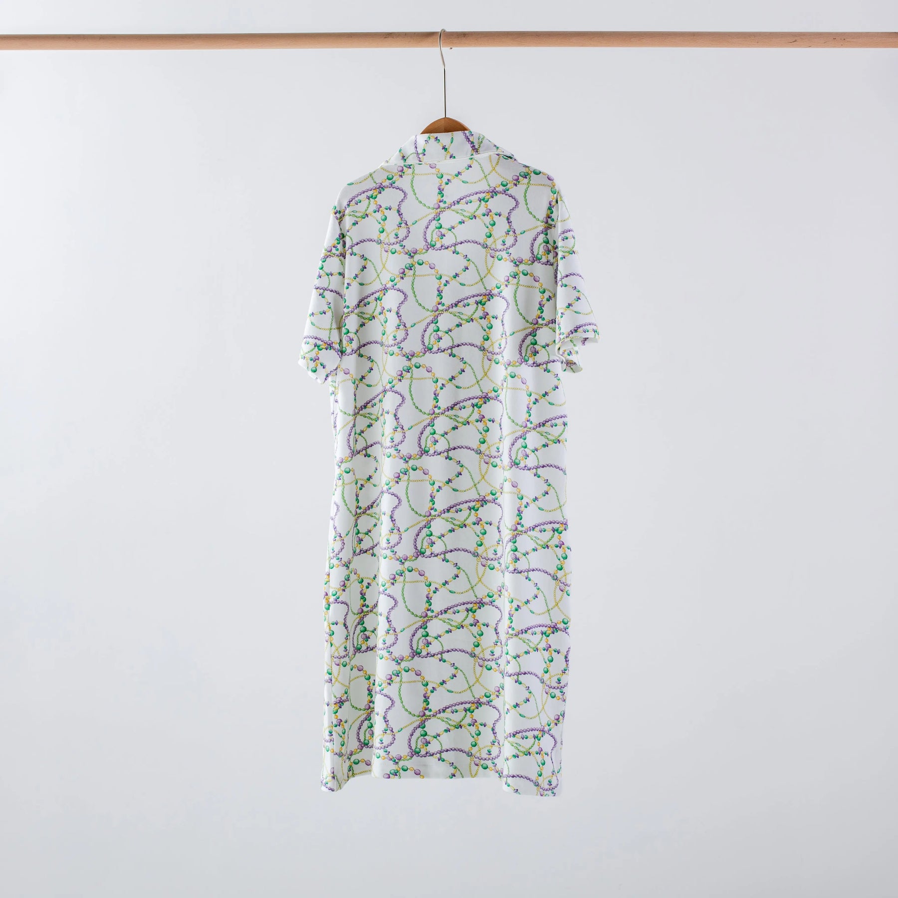 Just Here for the Beads Women's Organic Cotton Mardi Gras Pajamas by Nola Tawk, Southern food gift detail photo 3