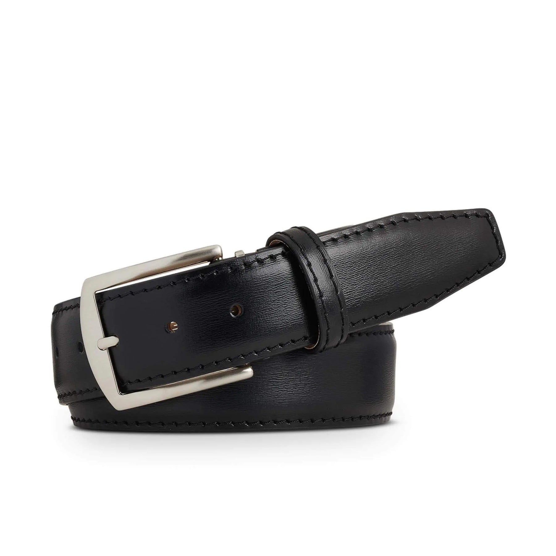 Kamea Black Italian Calf Leather Belt by Roger Ximenez: Bespoke Belts and Leather Accessories, handmade leather goods main product photo