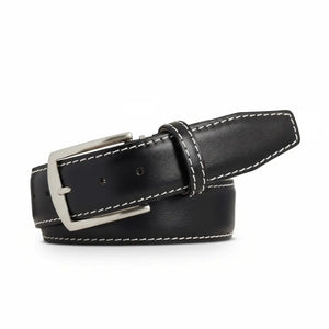 Kamea Black Italian Calf Leather Belt by Roger Ximenez: Bespoke Belts and Leather Accessories, handmade leather goods detail photo 3