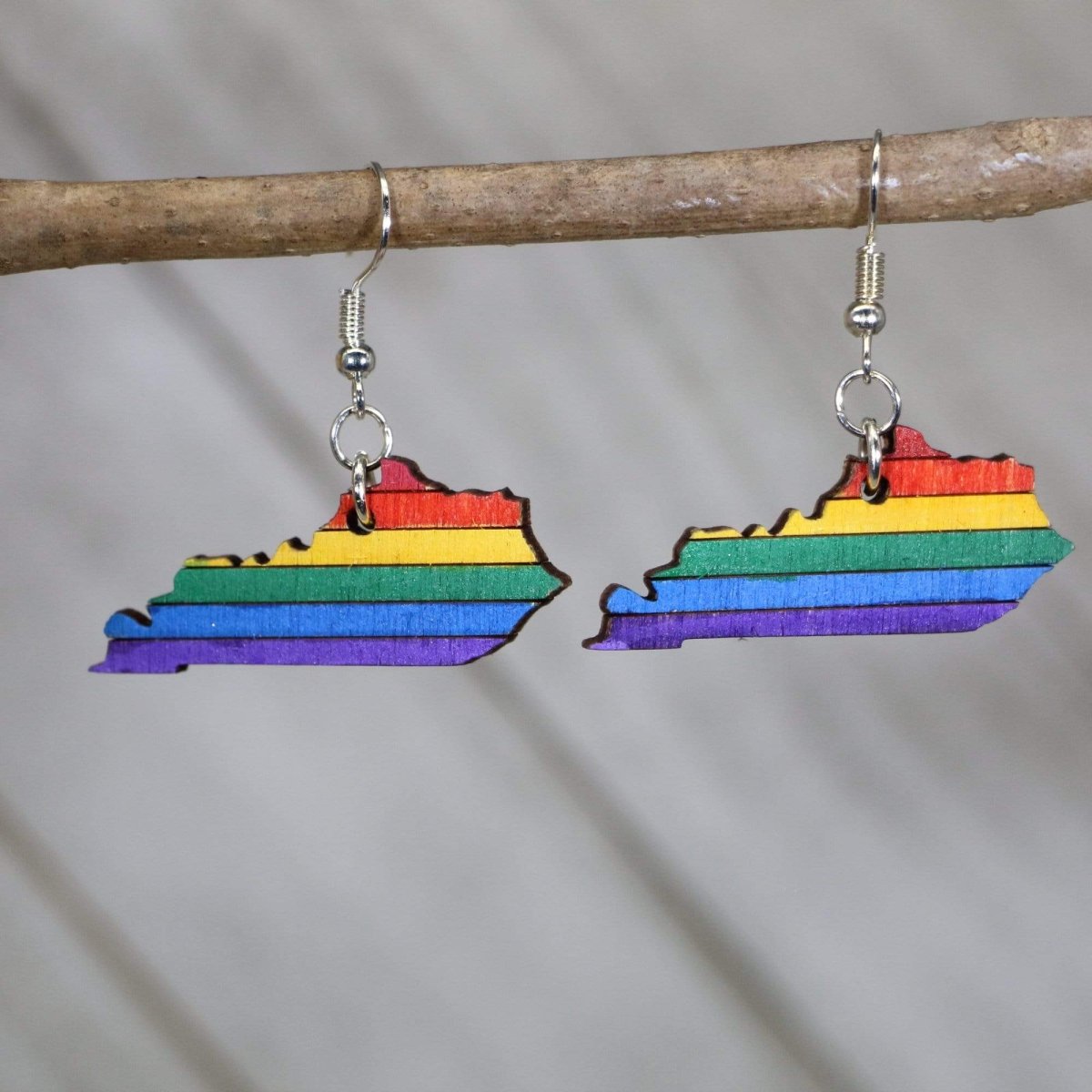Kentucky LGBTQ Pride Wooden Earrings | Rainbow State Jewelry