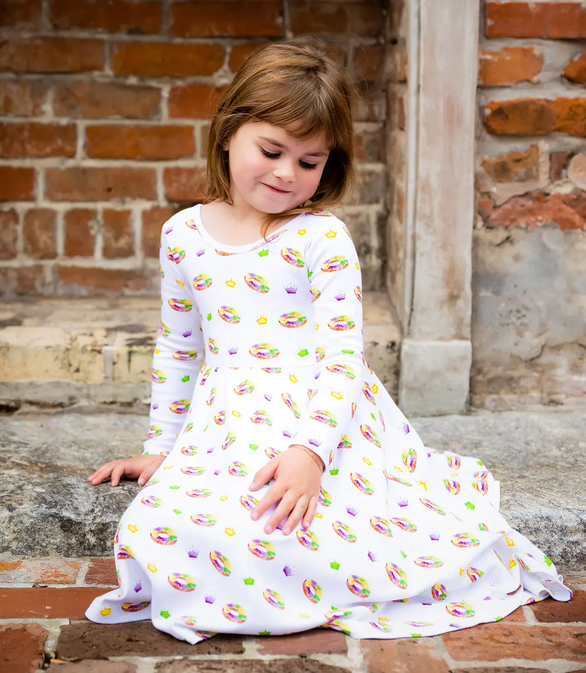 King Cake Organic Cotton Kids Mardi Gras Dress Nola Tawk