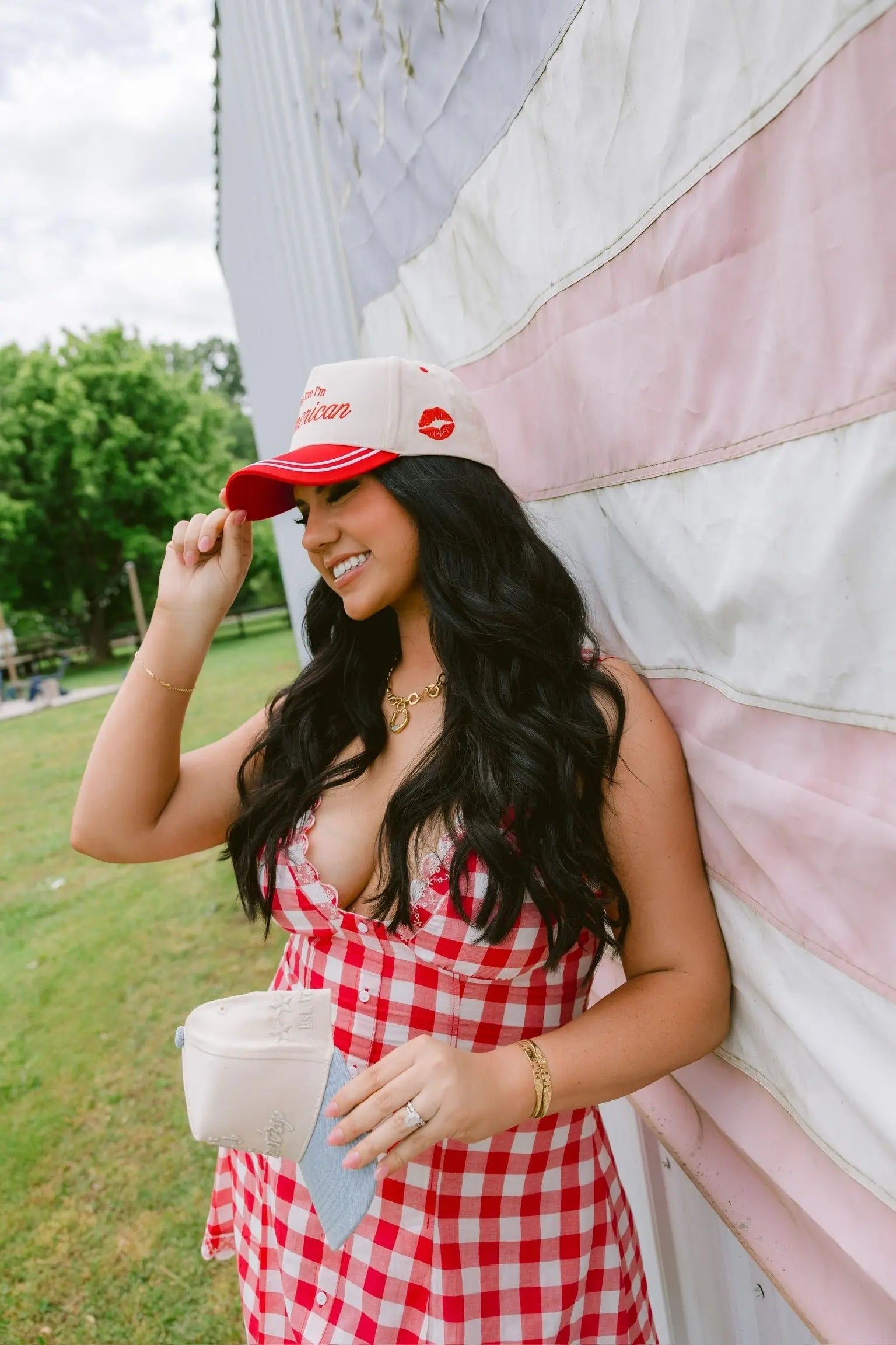 Kiss me I'm American - Red Vintage Trucker Hat KenzKustomz